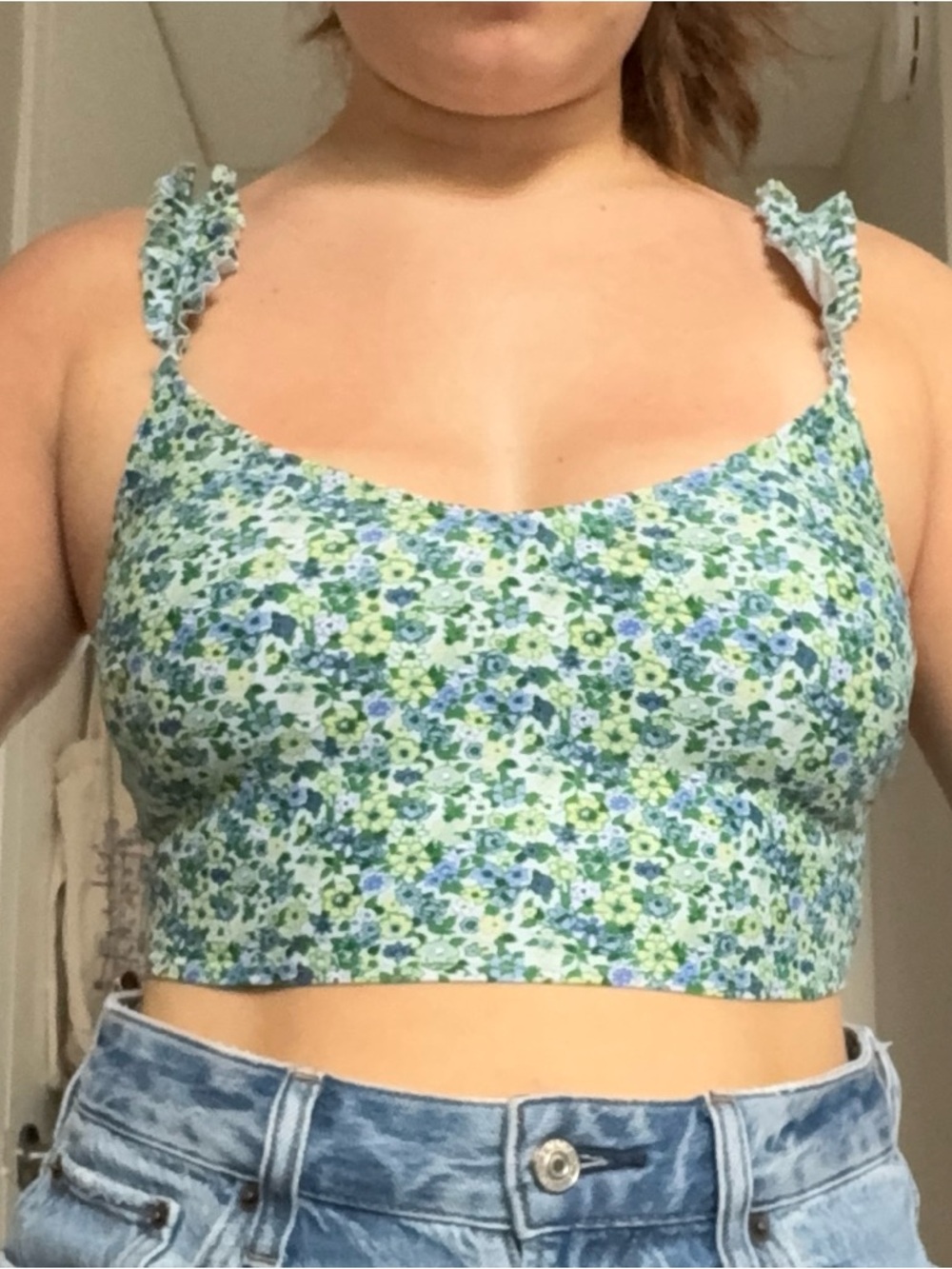 Aerie floral longline bikini top/crop top